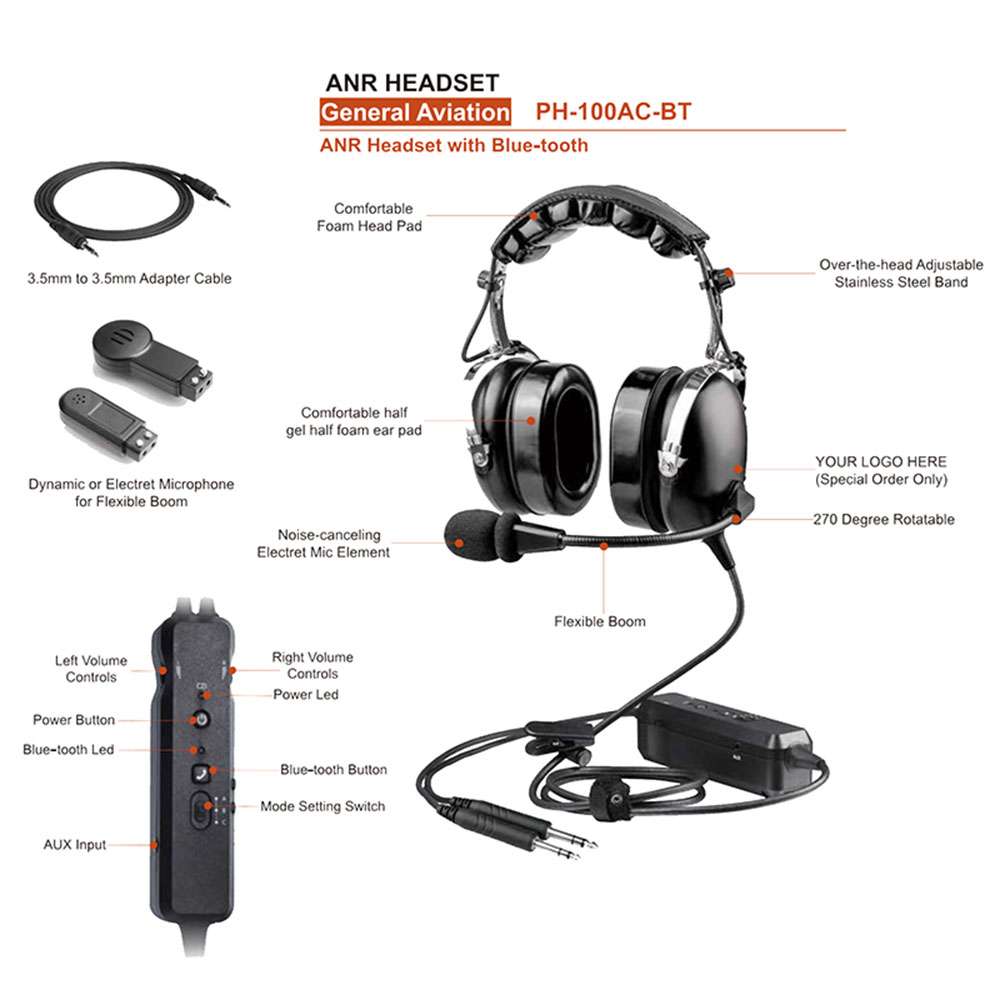PH-100AC-BT Bluetooth Aivation headset